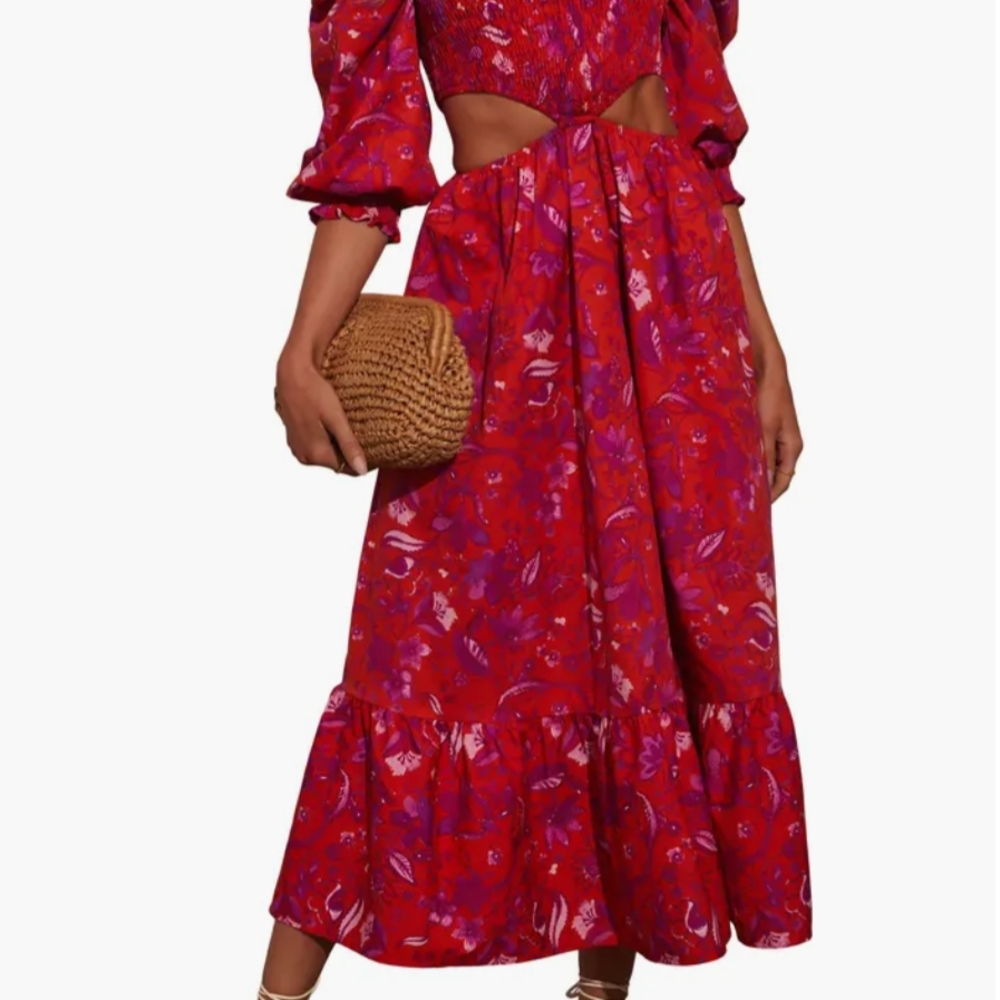 NWOT Vici Red Floral Long Sleeve Dress